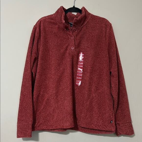 EDDIE BAUER women’s size XL rust color fleece pullover with pockets relaxed fit - Picture 1 of 15